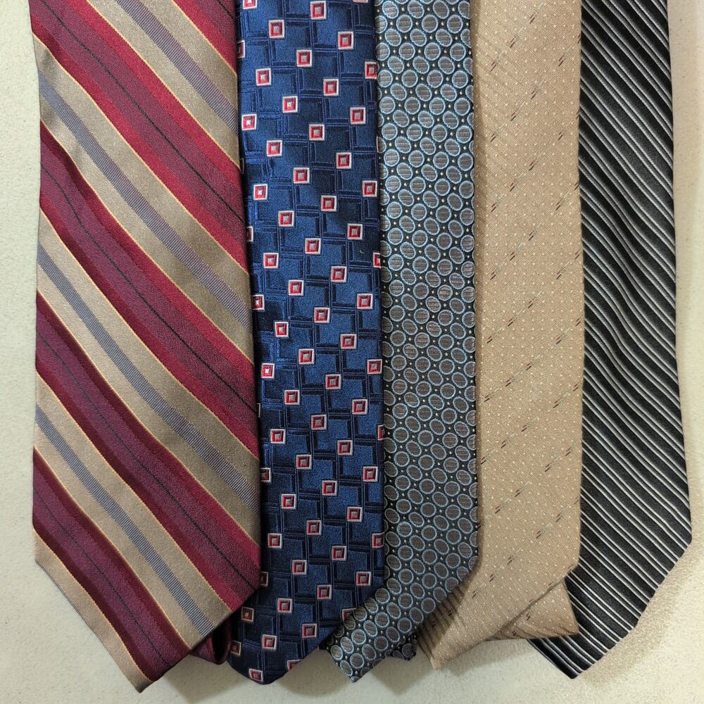 Executive Business Professional Office Tie Lot 5 100% Pure Silk Wide Neckties